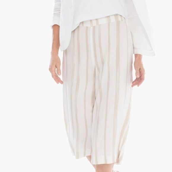 Chico's Pants - COPY - Chico's Brown and White Striped Cropped Pants Size 00